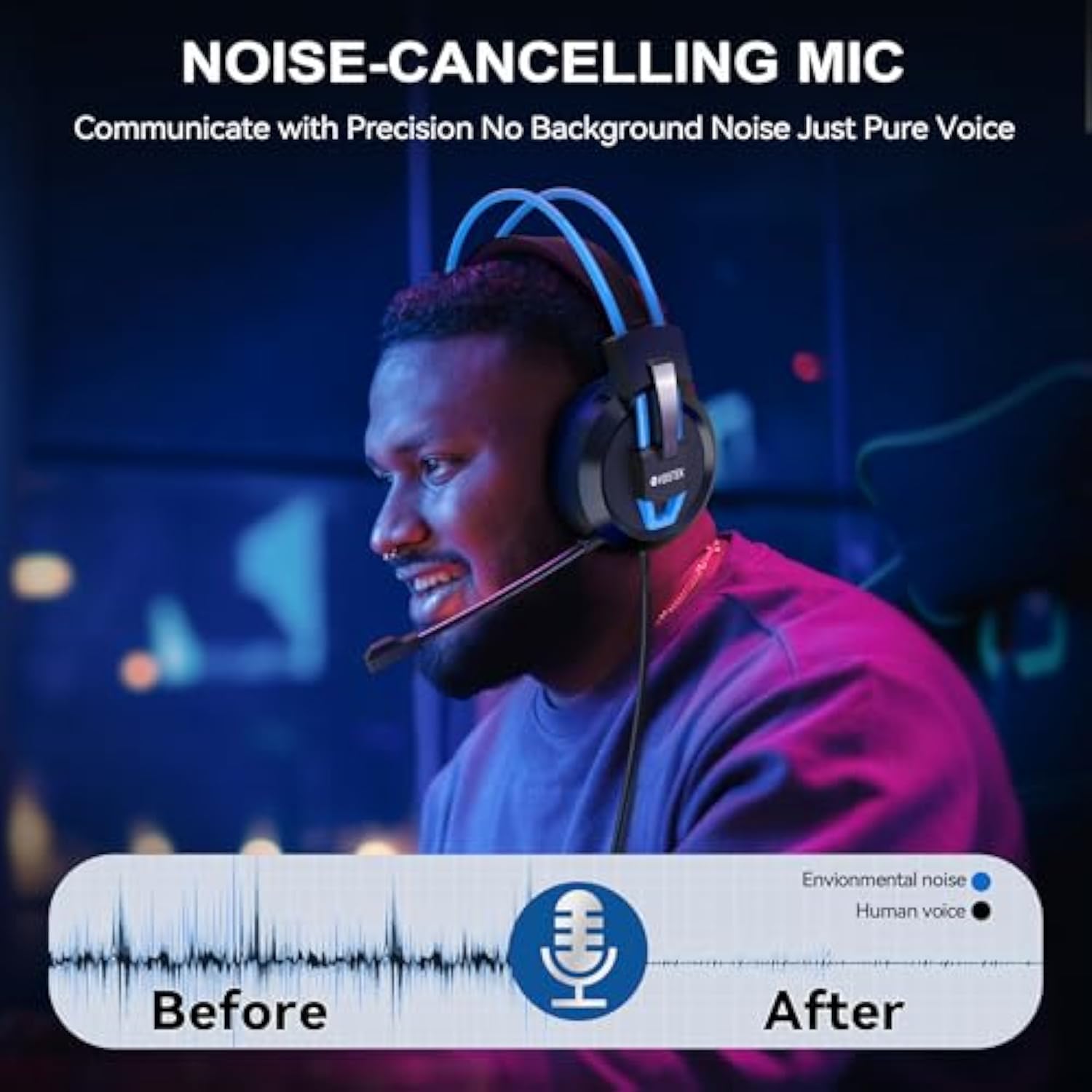 Pc Gaming Headset - Gaming Headphones With Mic (Noise Cancelling) 50Mm Dynamic Drivers Surround Sound, Over-Ear Pc Headphones Lightweight 3.5Mm Wired Computer Headset For Laptop/Ps4/Ps5/Xbox/Switch