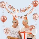Rose Gold Fifty & Fabulous Happy 50Th Birthday Banner Garland Foil Balloon 50 For Womens 50Th Birthday Decorations Hanging 50 And Fabulous Cheers To 50 Years Old Birthday Party Supplies Backdrop