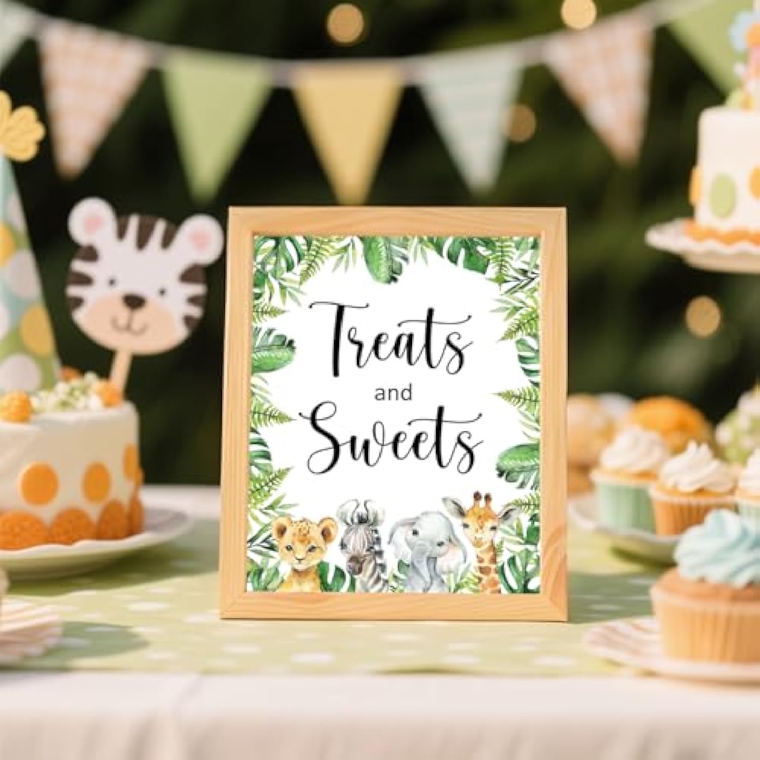 4Pcs Animal Table Sign Centerpieces For Baby Shower Supplies,Safari Theme Decorations Birthday Party Supplies (8X10In)
