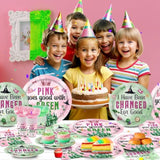 120Pcs Witch Birthday Party Supplies Pink Goes Good With Green Plates Napkins Disposable Tableware Set Paper Cups For Girls Birthday Party Decorations Severs 24 Guests