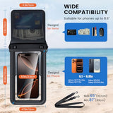 Floating Waterproof Phone Pouch 2 Pack, IPX8 Waterproof Phone Case with Double Space, Beach Cruise Vocation Essentials, Underwater Cell Phone Dry Bag