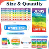 30 Sets/ 60 Pcs Jesus Loves Me Silicone Wristbands With Bible Verse Cards, Christian Religious Party Favors Gift Vbs Rubber Bracelets Wristbands For Trunk Or Treat Bible Sunday School Church