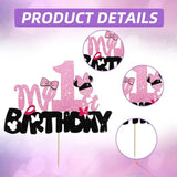 Girls Cake Topper Mouse Cake Topper Mouse Birthday Party Decorations My 1St Birthday Pink And Black Mouse Birthday Party Supplies For Kids Girls