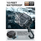 SUPCASE for AirPods 4 Case with Lock & Carabiner (Unicorn Beetle Pro), [IP68 Waterproof] [Military-Grade Protection] [Supports Wireless Charging] Anti-Scratch Hard Shell Waterproof Cover, Black