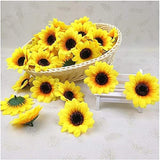 25Pcs Fake Sunflowers Heads - 2.8” Artificial Spring Flowers For Diy Crafts, Wedding, Home Decor & Birthday Party