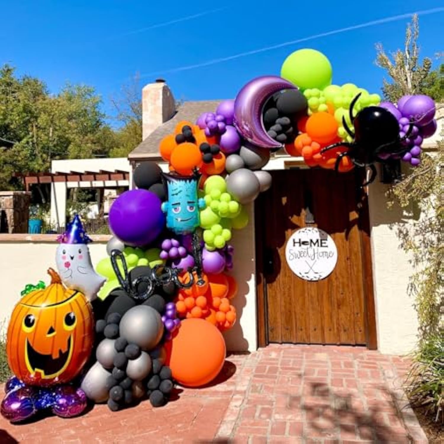 124PCS Halloween Balloon Arch Kit Black Purple Orange Green Balloons Garland for Party Decor