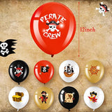 45 Pcs Pirate Party Balloons Red Black White Latex Balloons Set Round Caribbean Gold Skull Pirate Ship Sea Sailing Decoration For Birthday Party Halloween Supplies