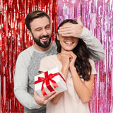 Valentine'S Day Door Streamers,Red And Pink Photo Booth Backdrop Metallic Streamers Foil Fringe Curtain For Birthday Valentine'S Day Bridal Shower Engagement Party Decoration