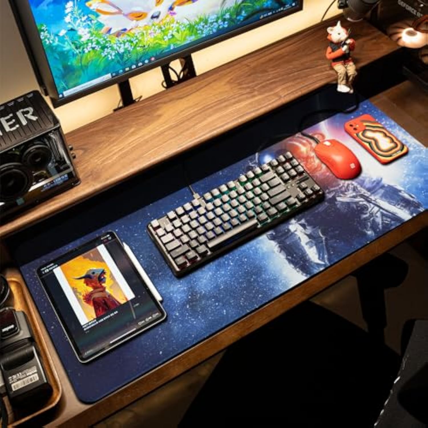 X-Large Gaming Mouse Pad Extended Xl Long Mousepad With Use Soft Silk Fluid Fabric & Nonslip Rubber Base Computer Keyboard Mouse Mat For Company Office Gamer,31.5X15.75Inch
