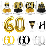 13Pcs 60Th Birthday Decorations For Men Women, Black Gold Happy 60 Birthday Banner Centerpieces Swirls Balloons Kit Party Supplies, Sixty Years Old Bday Ceiling Table Topper Decor