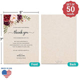 Thank You Wedding Place Setting Cards (Set Of 50) Made In Usa, Jumbo Floral Table Message - Watercolor Red Roses On Tan X-Large 5X7 With Love From The Newlyweds Engagement Rehearsal Party