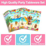 Hawaiian Flamingo Party Supplies Tableware Set - Tropical Luau Decorations Include Plates, Napkins, Cups, Cutlery, For Aloha Summer Beach Theme Party Supplies | Serves 24