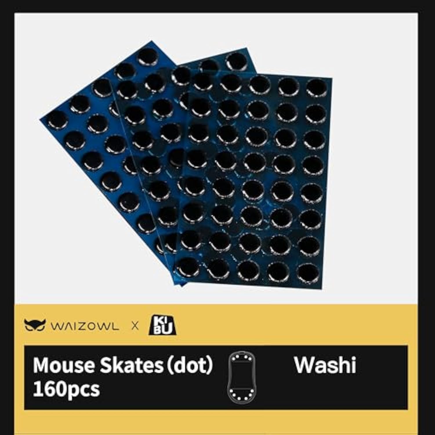 × Waizowl Mouse Skates Dots 160Pcs – 6.6Mm X 0.8Mm Ptfe/Upe Glide Pads For Gaming Mouse, Shiro Karahuto Washi Options For Speed, Silence, And Control (Washi)