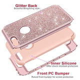Designed For Iphone 8 Plus, Iphone 7 Plus Case, Heavy Duty Defender Protective Bling Glitter Sparkle Hard Shell Hybrid Shockproof Rubber Bumper Cover For 7 Plus And 8 Plus, Rose Gold