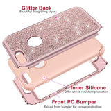 Heavy Duty Defender Protective Bling Glitter Sparkle Hard Shell Hybrid Shockproof Rubber Bumper Cover for iPhone 7 Plus and 8 Plus, Rose Gold