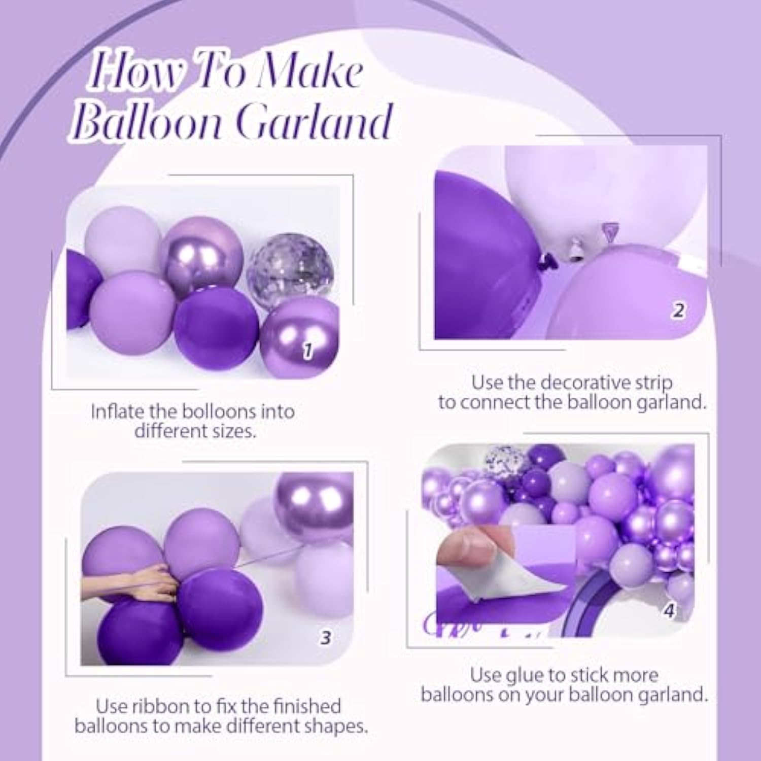 136pcs Purple Balloon Garland Kit for Birthday, Wedding, or Baby Shower Decor