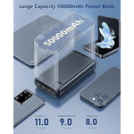 Portable-Charger-Power-Bank - 50000Mah Powerbank Pd 30W And Qc 4.0 Fast Charging External Battery Pack With Usb-C Led 4 Outputs & 2 Inputs Portable Charging For Iphone 15 14 13 Pro, Samsung