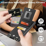 for  Galaxy S24 Ultra Wallet Case with Card Holder, Crossbody Lanyard Strap PU Leather Case with Magnetic Clasp Kickstand, Heavy Duty