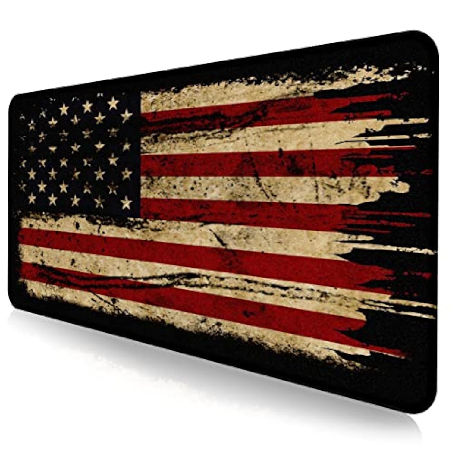 Large Extended Gaming Mouse Pad With Stitched Edges, Nonslip Waterproof Rubber Base Mouse Pad For Office, Computer, Keyboard, Laptop And Home Desk Pad 35.4 X 15.7 X 0.12 Inch (American Antique Flag)