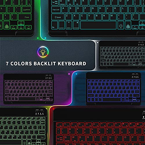 Backlit Bluetooth Keyboard Small Portable Wireless Keyboard Rechargeable Illuminated For Android Samsung Tablet Cell Phone Smartphone Ipad A16 11Th 10Th Generation Ipad Pro Air Mini Iphone (Black)