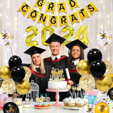 6 Set Balloon Stand With Balloons, Black And Gold Party Decorations, Birthday Graduation Retirement Father'S Day Halloween New Years Decorations 2025