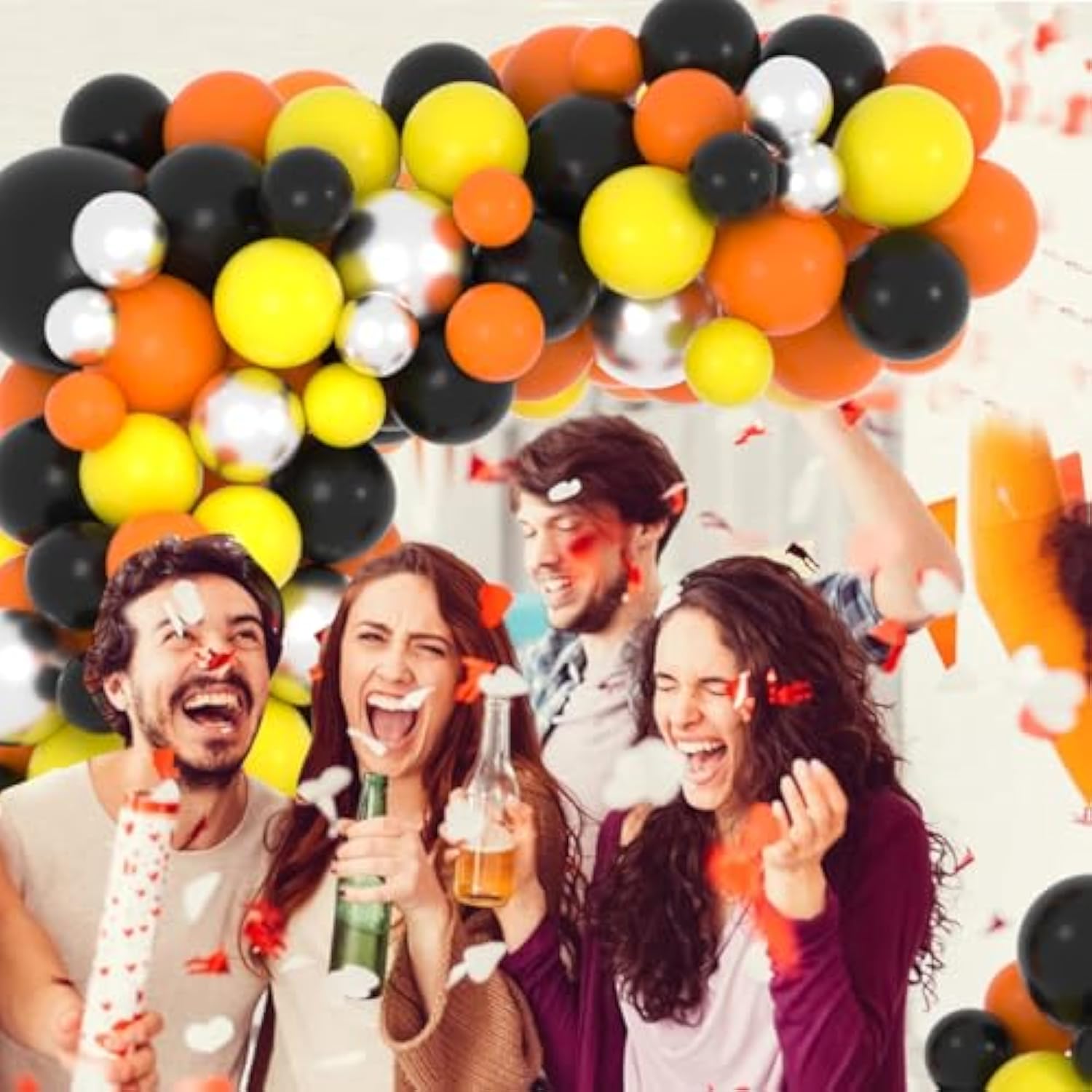 Orange Black Yellow Silver Balloons Garland Arch Kit - 122Pcs Orange Y