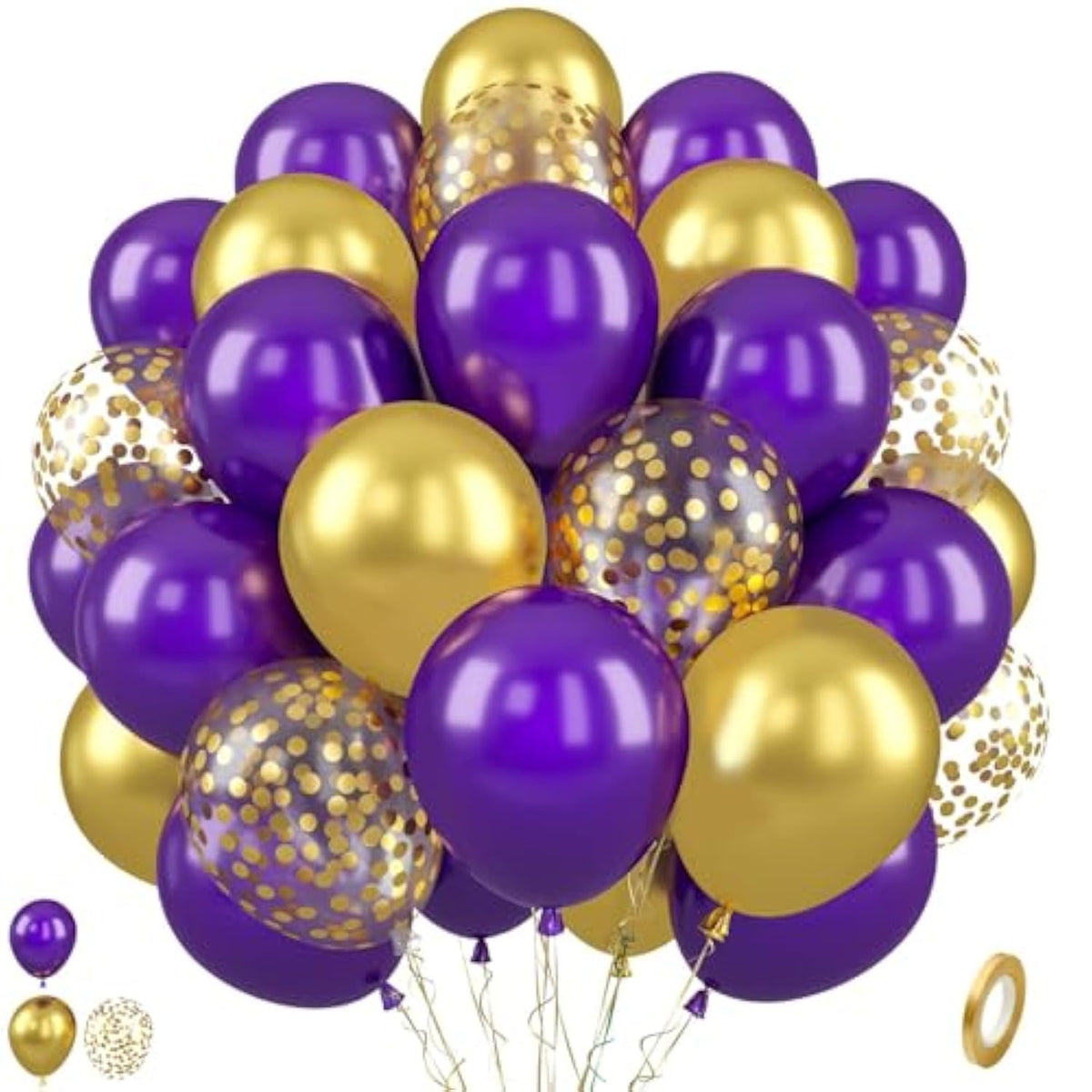 Purple and Gold Balloon Set 50pcs for Birthday Wedding Baby Shower Parties