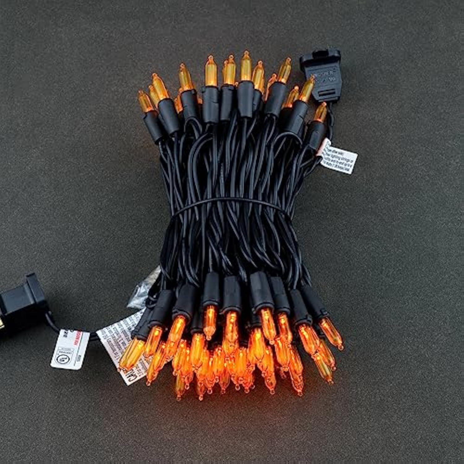 Orange Led Christmas Lights With Black Wire, 33 Ft 100 Count Ul Certified Commercial Grade Halloween String Light Set (O