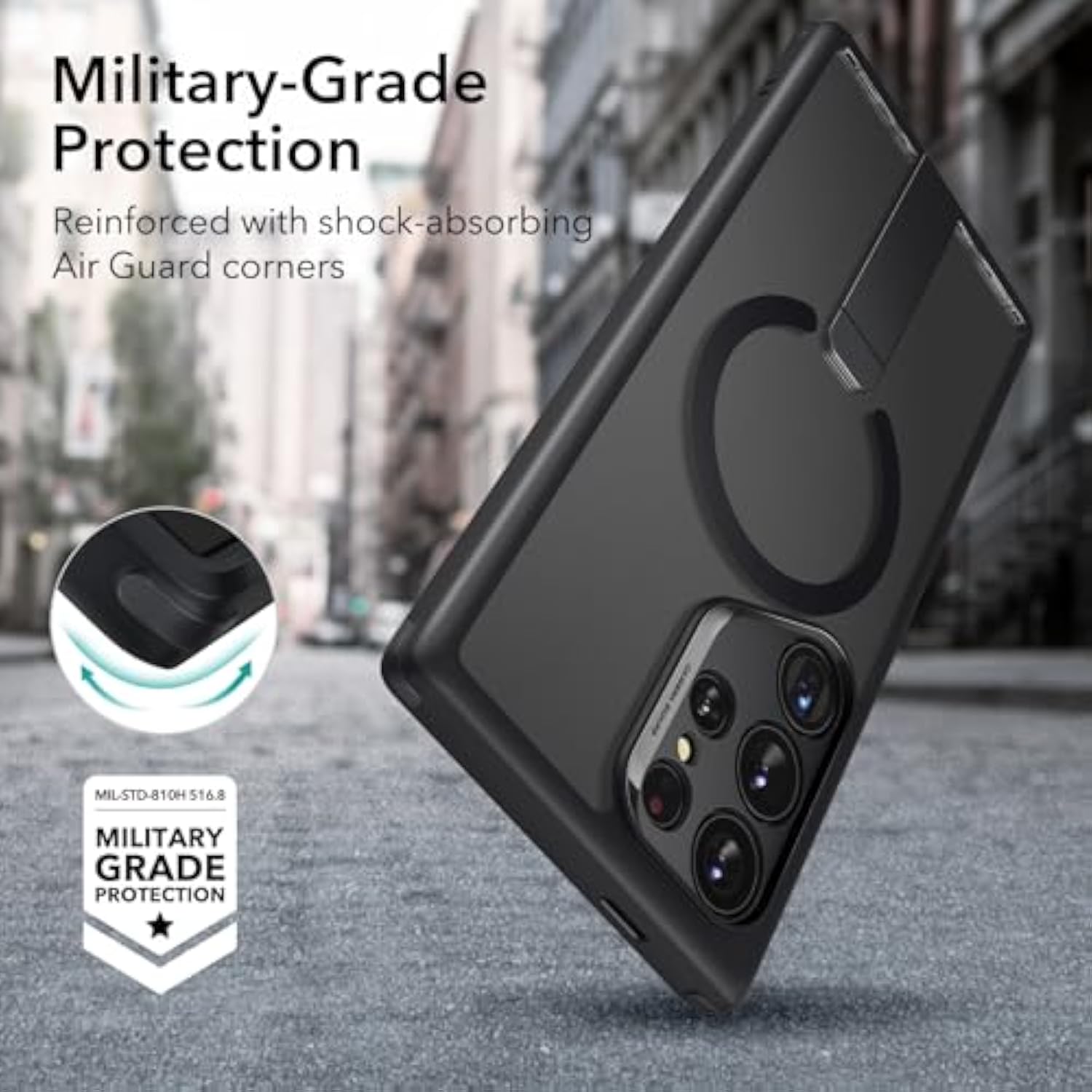 Esr For Samsung Galaxy S24 Ultra Magsafe Case With Kickstand, Wireless Charging Compatible With Magnetic, 3 Stand Modes, -Grade Protection, Shockproof Case Slim Fit For S24 Ultra, Black