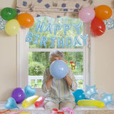 27pcs Light Blue Birthday Decorations Set – 3D Letter Banner & Foil Balloons
