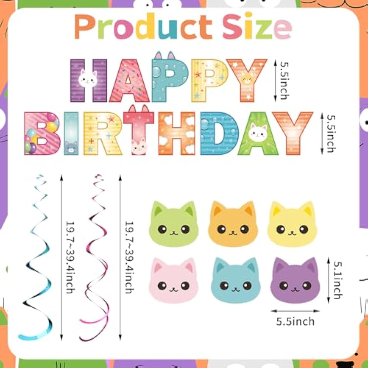 43 Pieces Cartoon Doll Cat Birthday Party Banner And Hanging Swirl Party Decorations Happy Pet Banner For Themed Birthday Decor