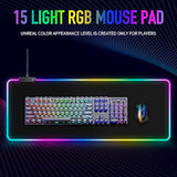 Large Rgb Gaming Mouse Pad 15 Light Modes Touch Control Extended Soft Computer Keyboard Mat Nonslip Rubber Base For Gamer Esports Pros 31.5X11.8