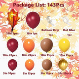 Fall Balloon Arch Kit: Orange, Burgundy & Gold with Maple Leaves