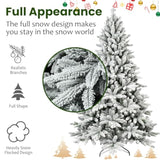 6Ft Unlit Flocked Christmas Tree,White Artificial Premium Hinged Spruce Snow Xams Tree With 1100 Pe & Pvc Tips,Suitable For Home,Office & Christmas Party Decorations,Includes Metal Foldable Stand.