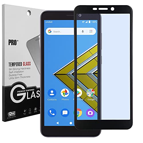for AT&T Calypso U318AA, Radiant Core U304A, Cricket Icon, Vision 2, Vision 3, Wiko Ride - Full Glue Tempered Glass Screen Protector - Black Frame
