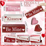 4 Pcs Valentine'S Day Table Decorations Wooden Heart Valentine Tiered Tray Decor Valentine Day Centerpiece Rustic Decorative Heart Block Signs Gift Farmhouse Valentines Decor For Home Kitchen