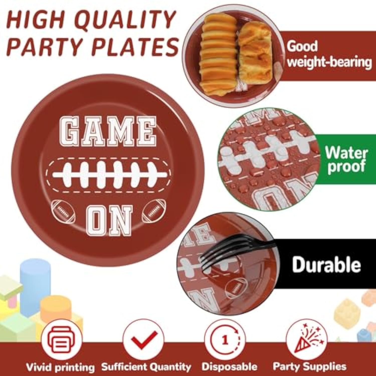 48 Pcs Football Party Supplies Football Plates Footballs Themed Birthday Tableware Set Sports Party Decorations For 2025 Sport Game Favors Touchdown Dinner Plate Dessert Plates