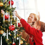 12 Pcs Christmas Tree Candles Flameless Led Taper Candles Battery Operated Lights With Ball Icicles Snowflake Hooks & Remote Xmas Tree Hanging Ornaments For Winter New Year Party Supplies