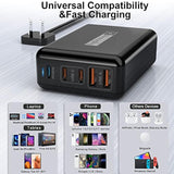 Usb C Charger Block 100W, 5 Ports Charging Blocks Ultra Thin Flat Plug, Usb Charging Hub With 360° Rotated Adhesive Punch-Free Holder, Charging Station For Laptops, Tablets, Cellphones Stuff