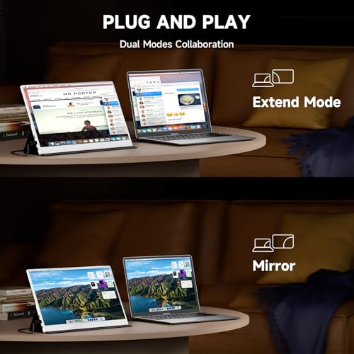 Portable Monitor For Laptop, 15.6 Inch Fhd 1080P Usb-C Hdmi 100% Srgb Hdr Ips Display, Ultra-Thin Travel Second Screen Compatible With Laptop Mac Pc Phone Ps5 Xbox Switch, Built-In Speakers, White