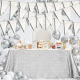 40M/130Ft White Triangle Pennant Banner Flag Metallic Fabric Bunting Garland For Christmas Graduation Wedding Engagement Anniversary Bachelorette Birthday Bridal Shower Valentines Hen Party Supplies