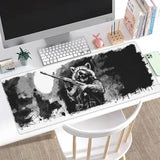 Edgy Raccoon Gaming Mouse Pad, Office Desk Mat, Anti-Slip Rubber Base Cool Aesthetic Mouse Pads For Computer Laptop Keyboard School Home Desktop Gamer Home Accessories Decor 31.5" X 11.8"