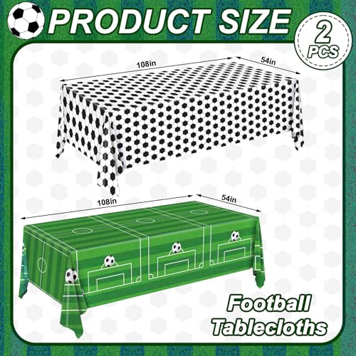 Soccer Birthday Party Decorations, 2PCs Soccer Tablecloths Plastic Tablecloth Ideal Table Cover for 2026 World Soccer Cup Football Themed Party Decorations Parties Boys’ Parties, 54x108Inch