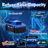 ?Upgrade!? 2Pack 6.0Ah Replace Battery For Kobalt 24V Battery Max Kb624-03 Kb524-03 Kb424-03 Kb224-03 Kb124-03 Lithium Ion Cordless Tools High Capacity Battery[Can'T Fit Snow Joe &Sun Joe &Chain Saw]
