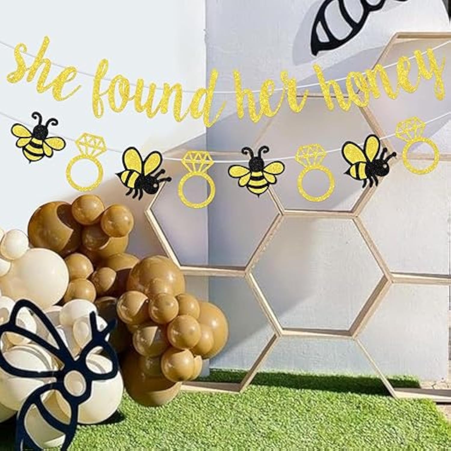 Bee Bridal Shower Decorations She Found Her Honey Banner & Ring Garland