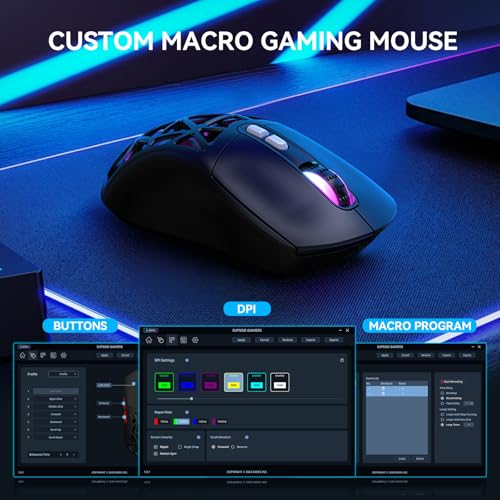 Wireless Gaming Mouse,Rechargeable Rgb Programmable Macro Mouse,10000 Dpi,Tri-Mode 2.4Ghz/Bt 5.0 With Wired,3.7V 500Mah Built-In Battery For Laptop Desktop Pc Macbook Chromebook - Black