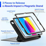 Case For (A16) 11Th/10Th Generation 11''/10.9'', Strong Magnetic Auto Sleep Shockproof Case With Absorbing Multi-Angles Stand, Pen Holder, Card Slot (Black)