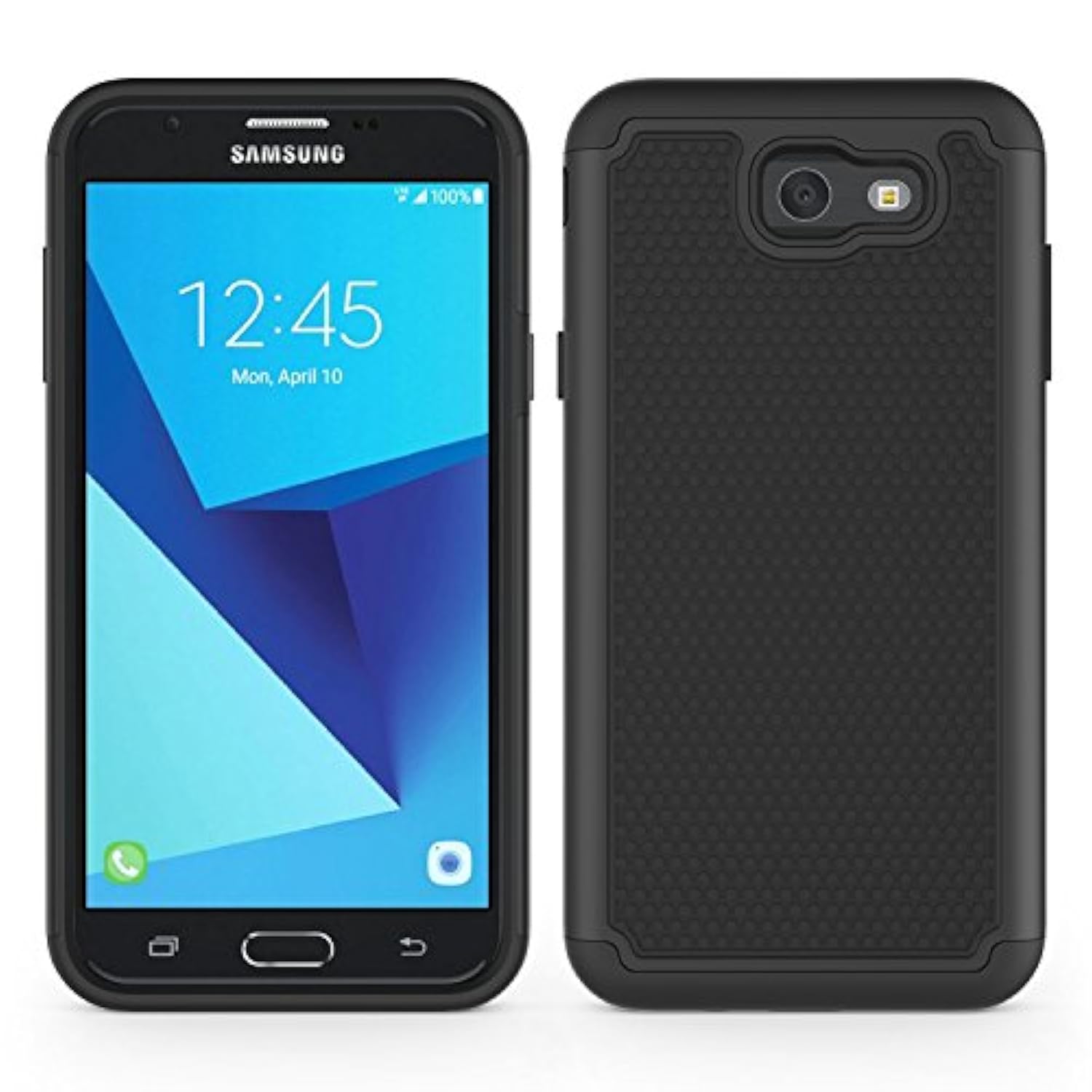 Shockproof Phone Case Cover For Samsung Galaxy J7 V 2017 (1St Gen) / Galaxy J7 2017 / Prime/Perx/Sky Pro/Halo [Black]