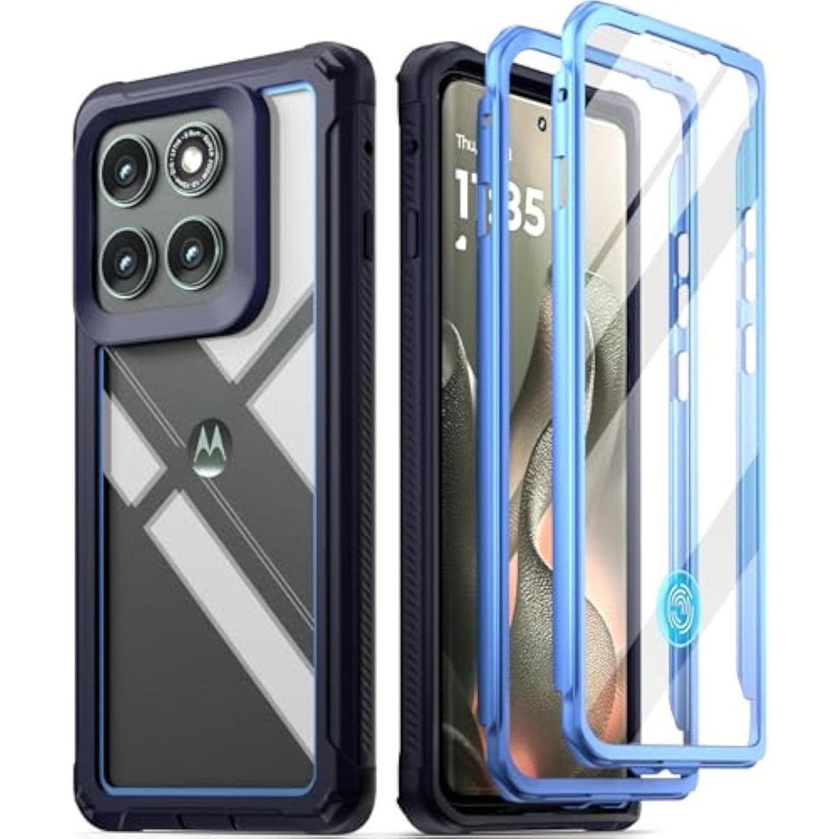 Guardian Case For Motorola Moto Edge 2025 [Not For 2024 Version], [20Ft Mil-Grade Drop Tested], Full Body Hybrid Shockproof Bumper Cover With Built-In Screen Protector, Blue/Clear