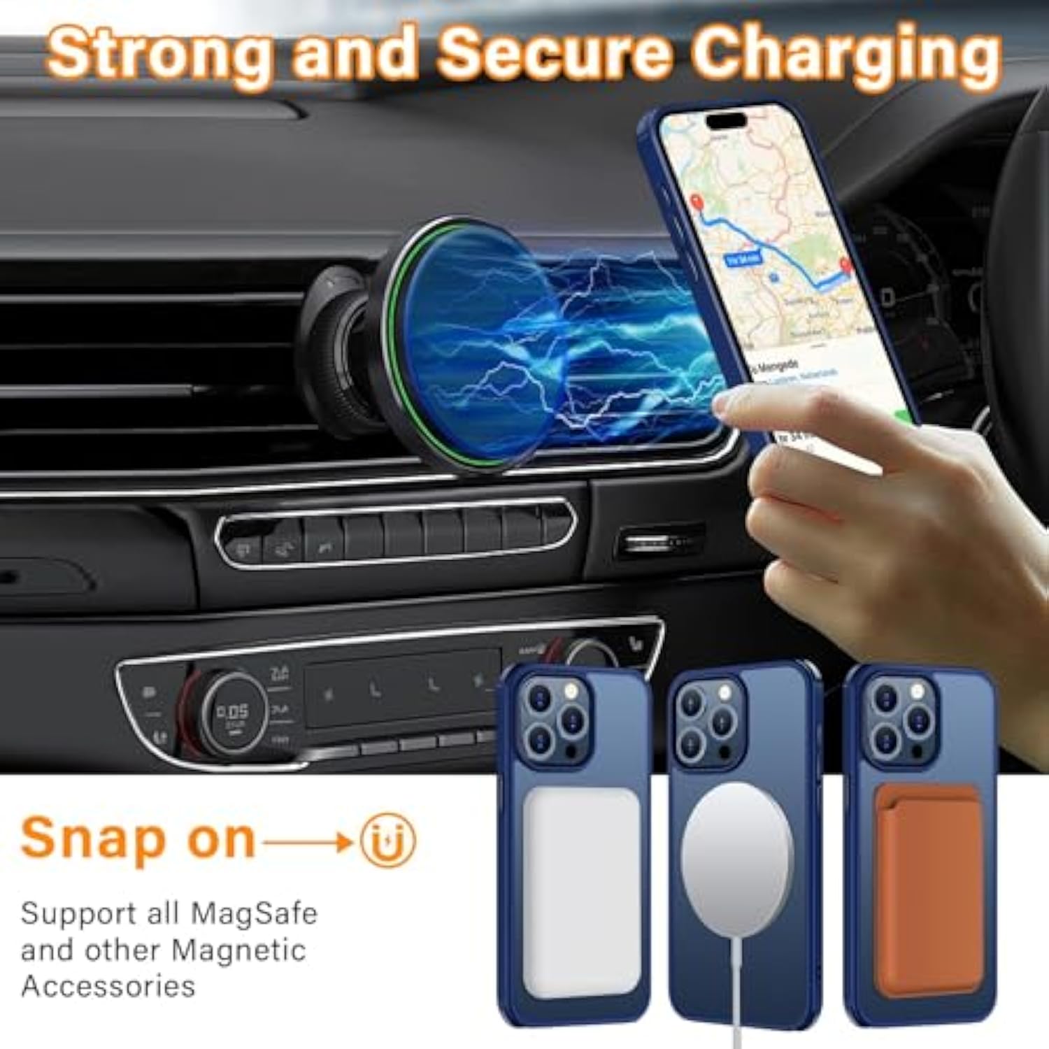 Magnetic For Iphone 15 Pro Max Case [Compatible With Magsafe] With 2X Screen Protector, Military-Grade Slim Shockproof Phone Cover Translucent Matte Anti-Fingerprint For Iphone 15 Promax, Blue